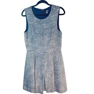 2/$30 Sleeveless Tweed Dress Size 12 By Slate & Willow In Navy Blue/White